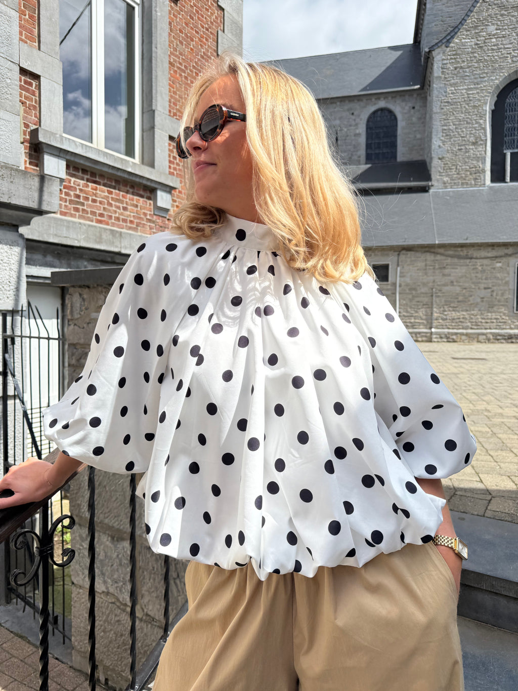 Blouse Apolline blanche à pois