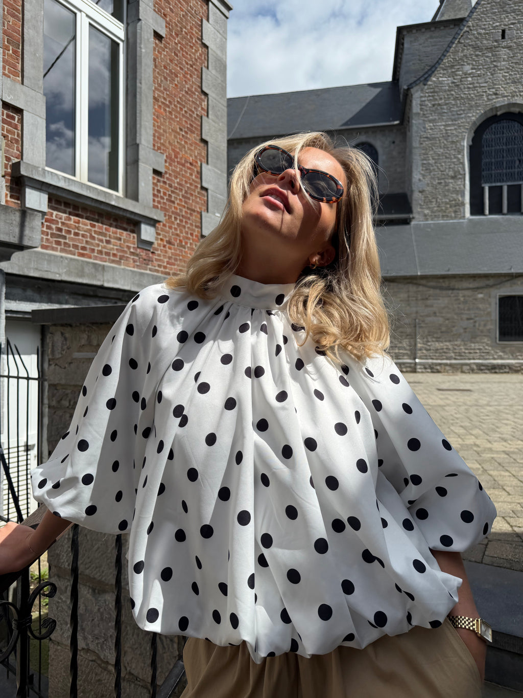 Blouse Apolline blanche à pois