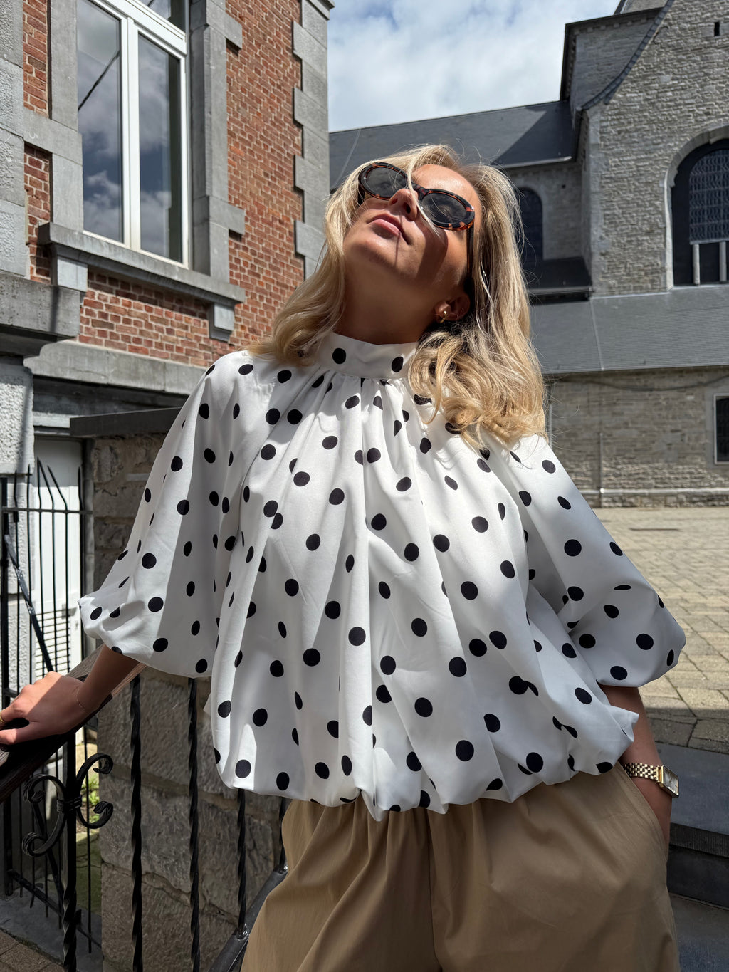 Blouse Apolline blanche à pois