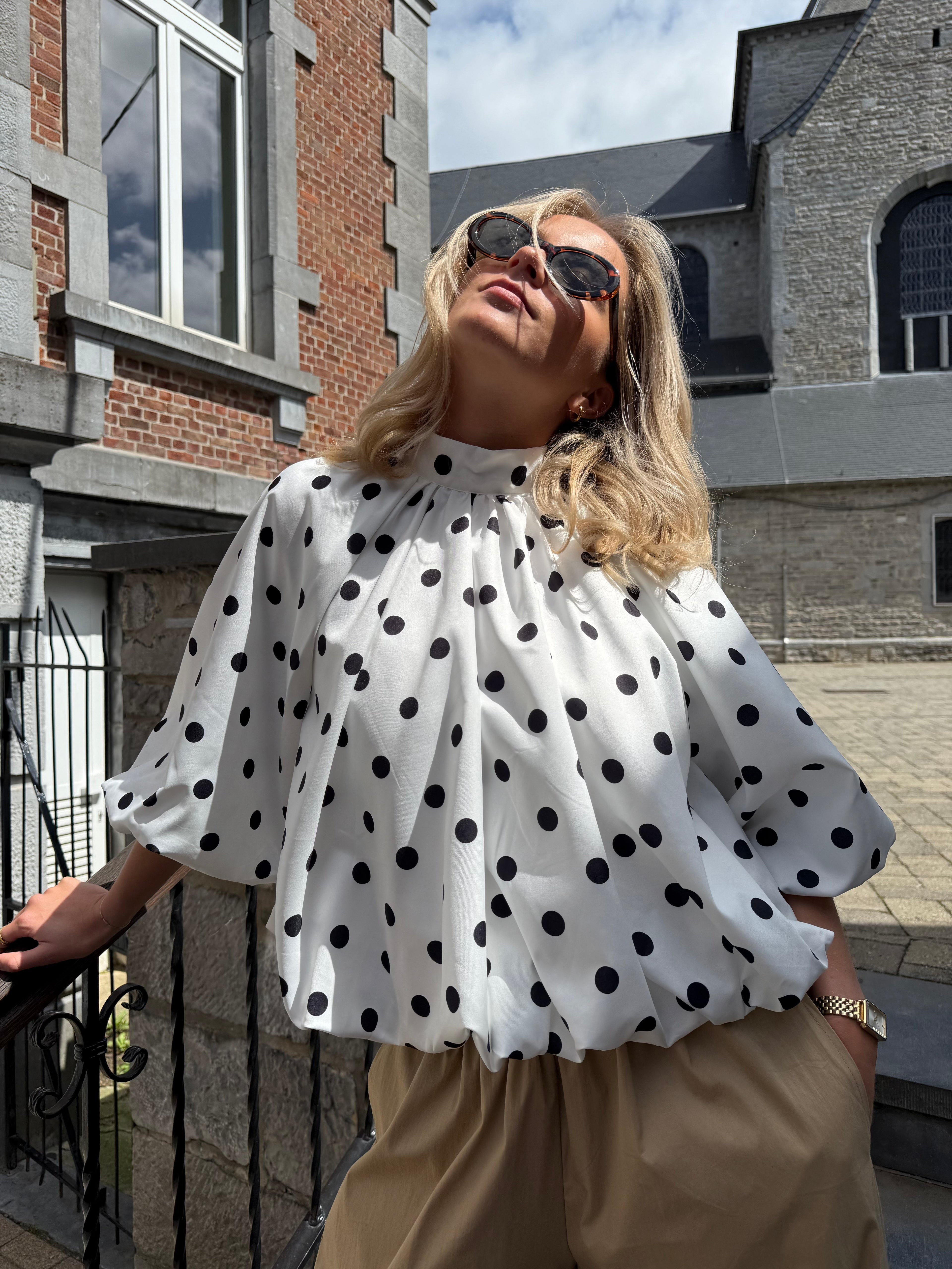Blouse Apolline blanche à pois
