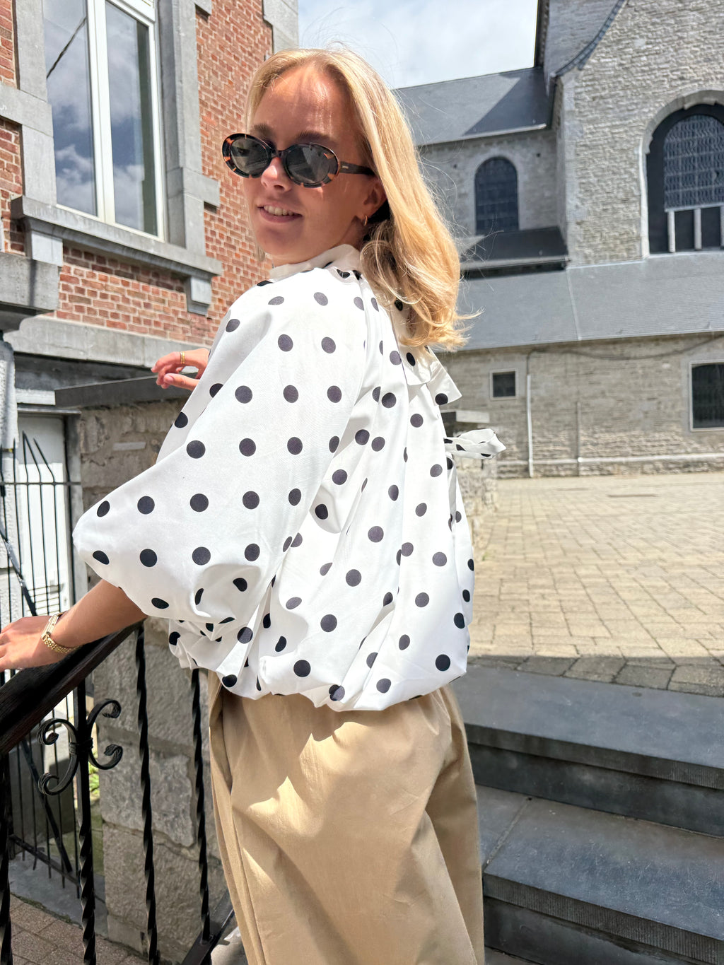 Blouse Apolline blanche à pois
