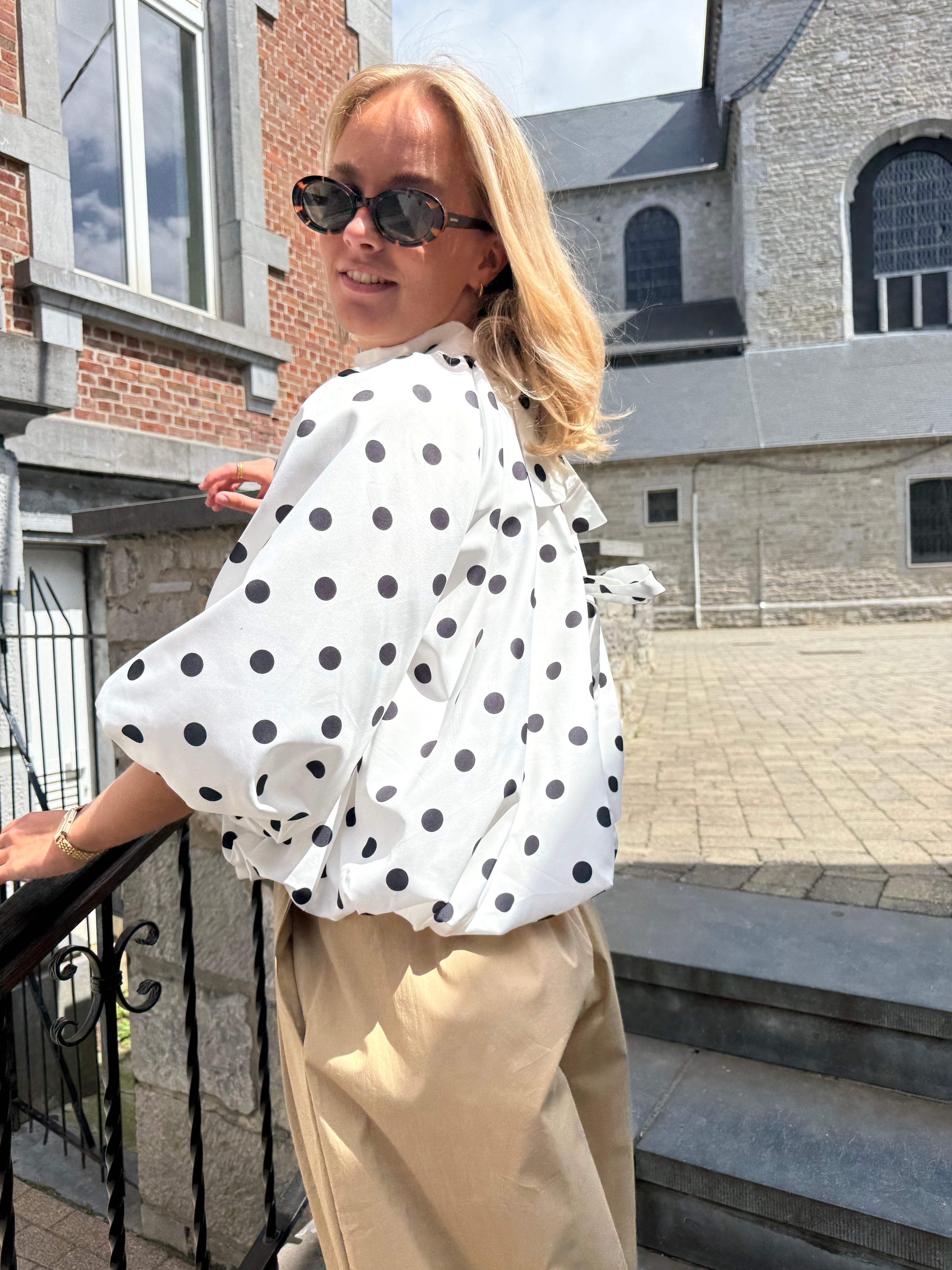 Blouse Apolline blanche à pois