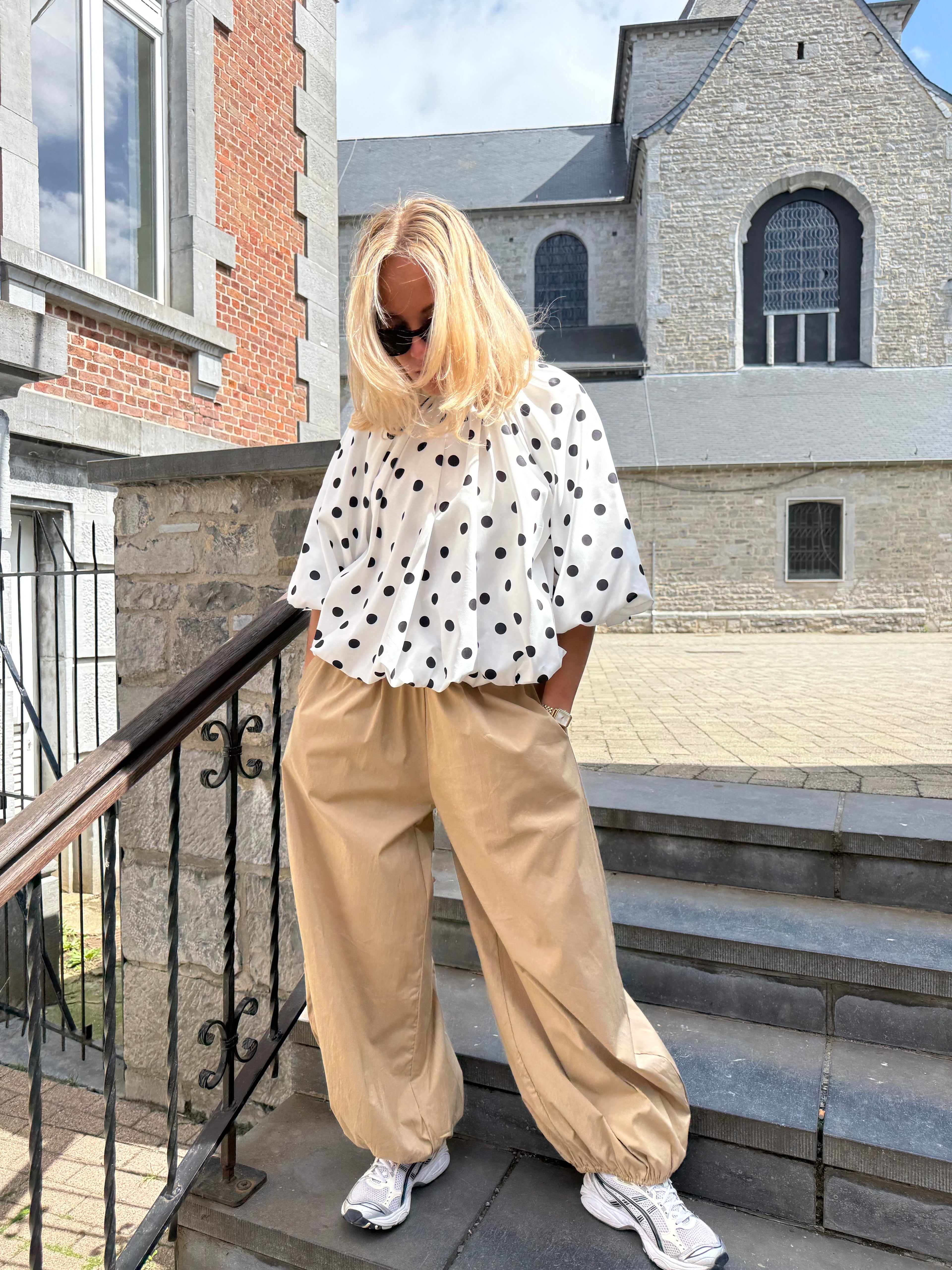Blouse Apolline blanche à pois
