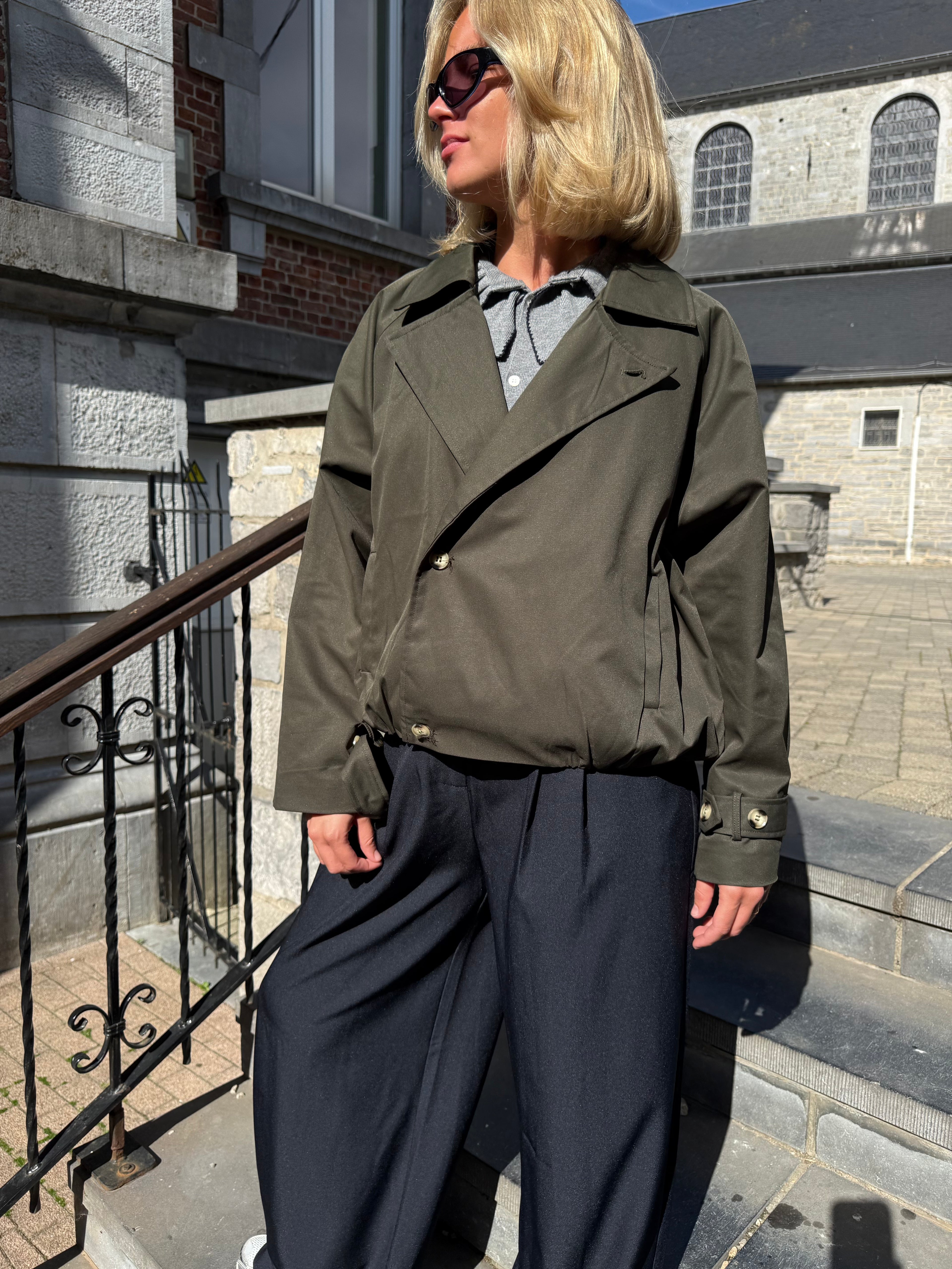 Veste Chasy - Veste courte esprit trench kaki