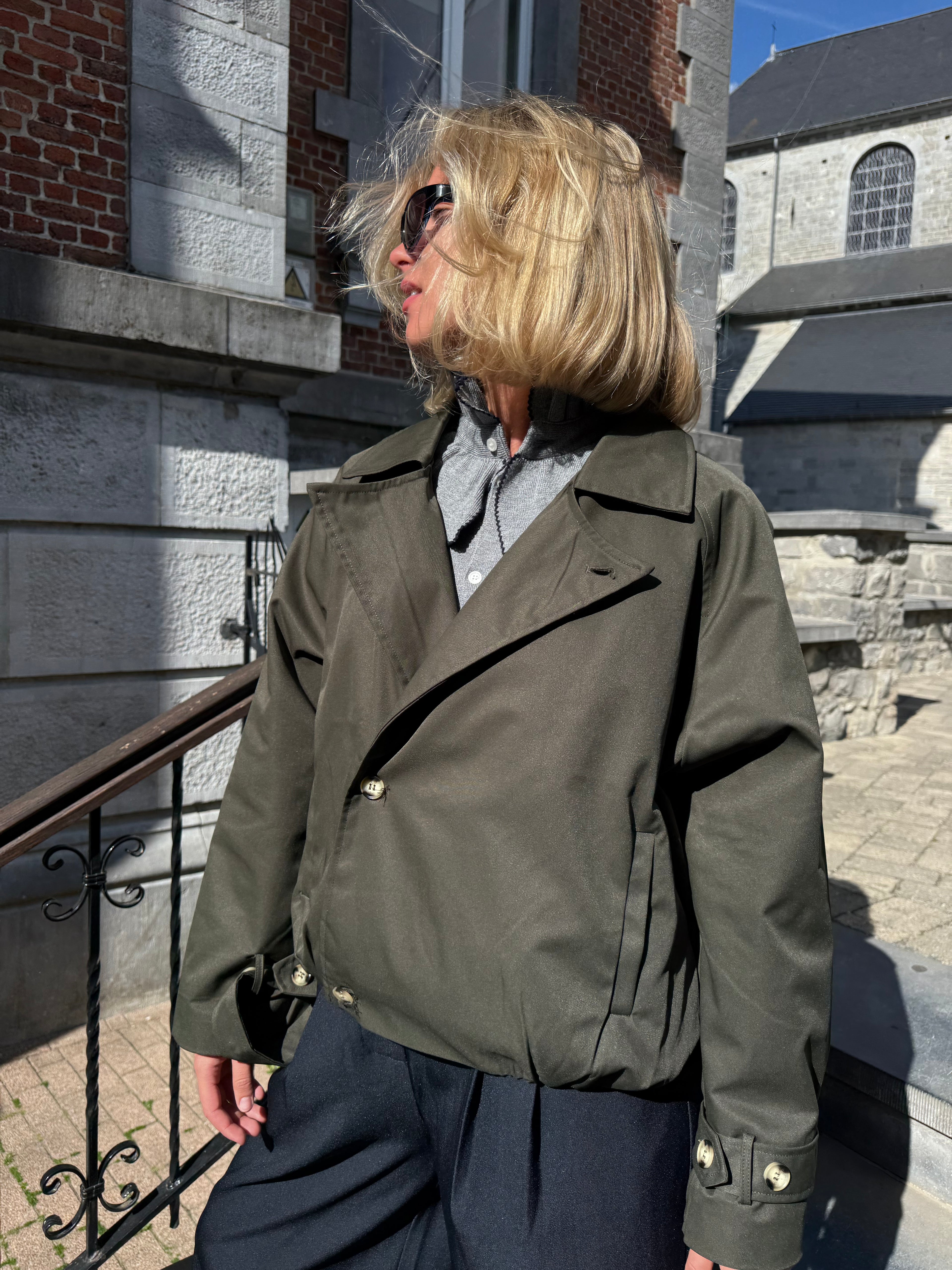 Veste Chasy - Veste courte esprit trench kaki