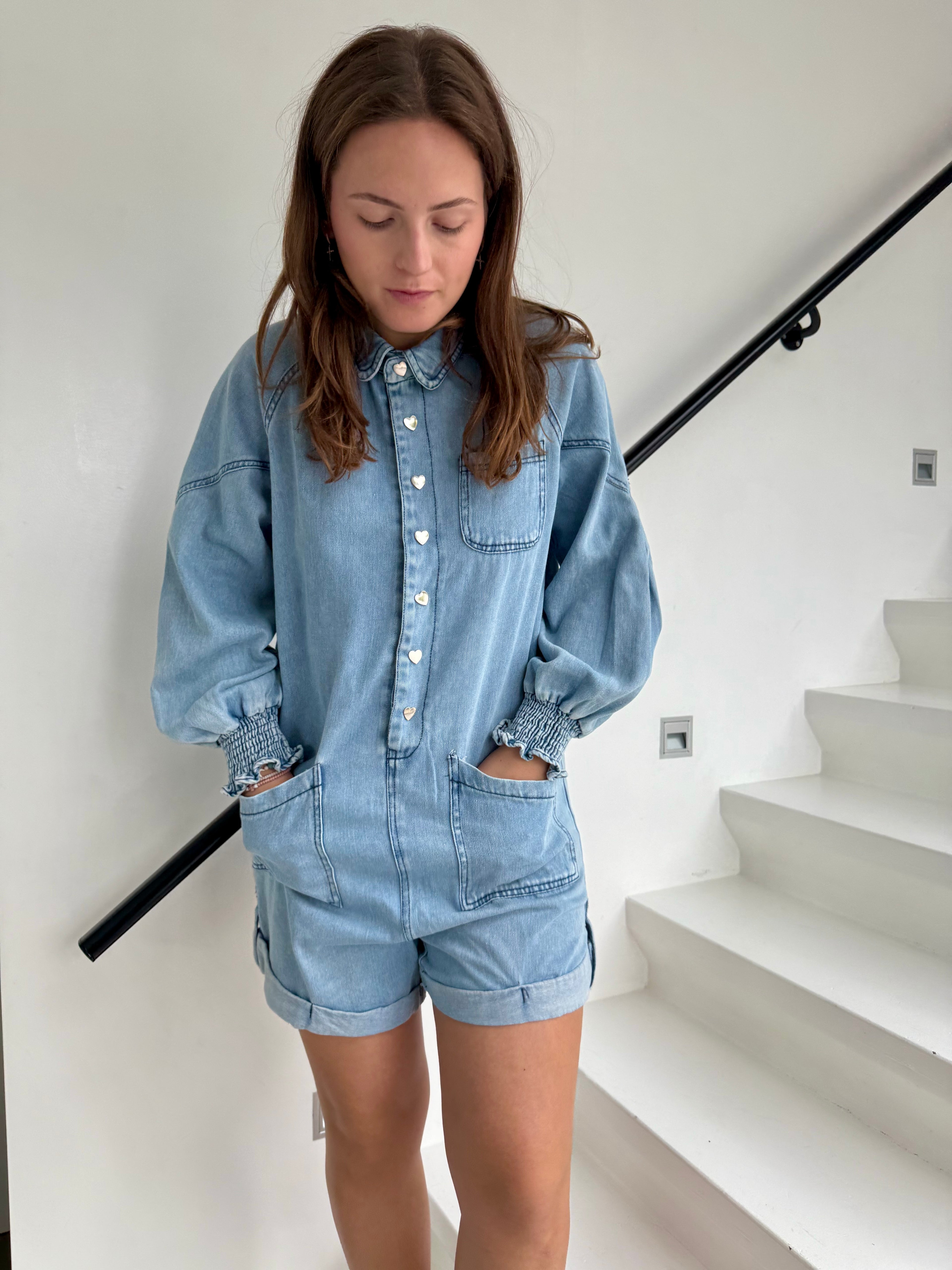 Combishort jean Poema - mode femme Kefi Concept Store