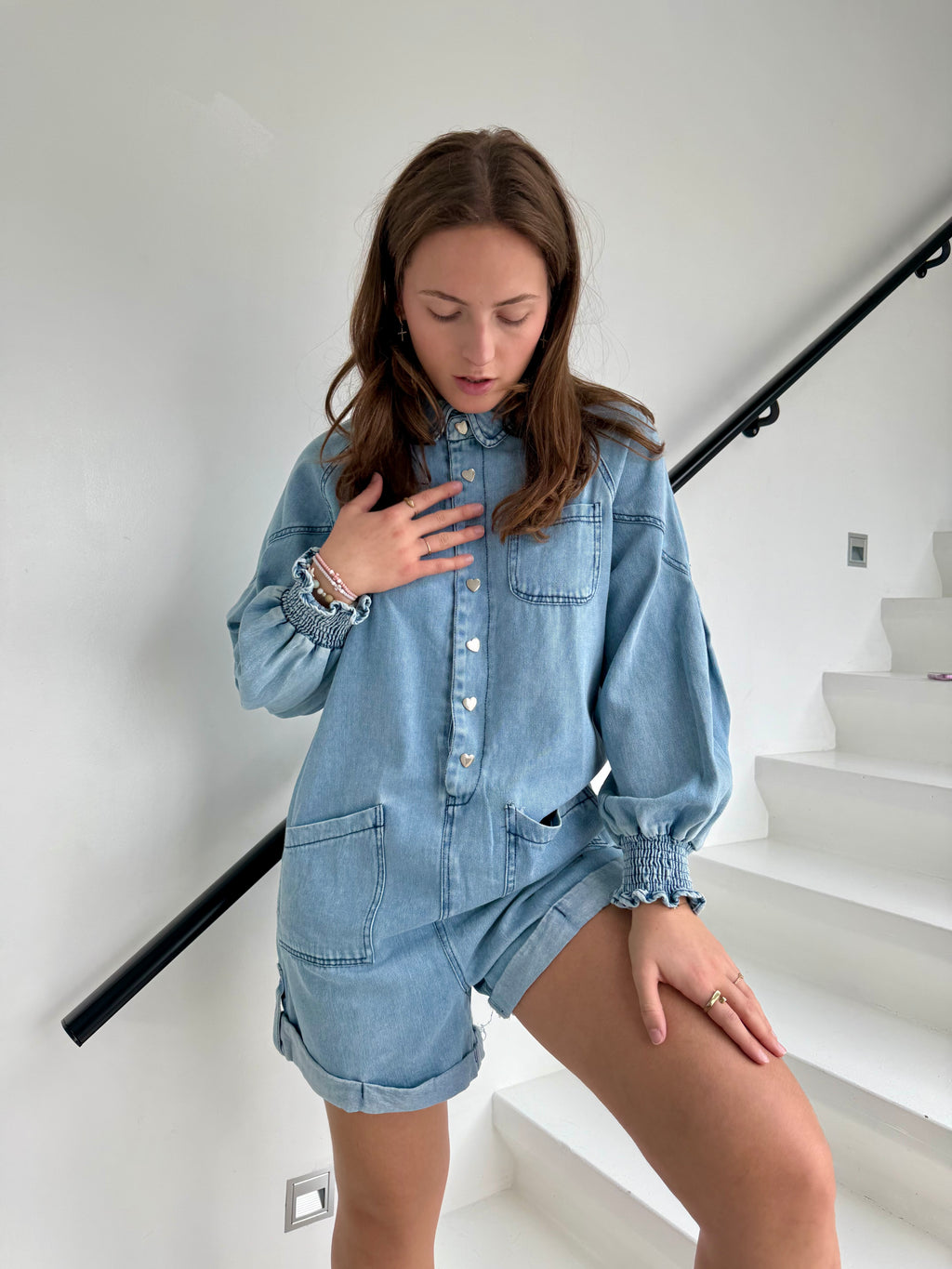 Combishort jean Poema - mode femme Kefi Concept Store