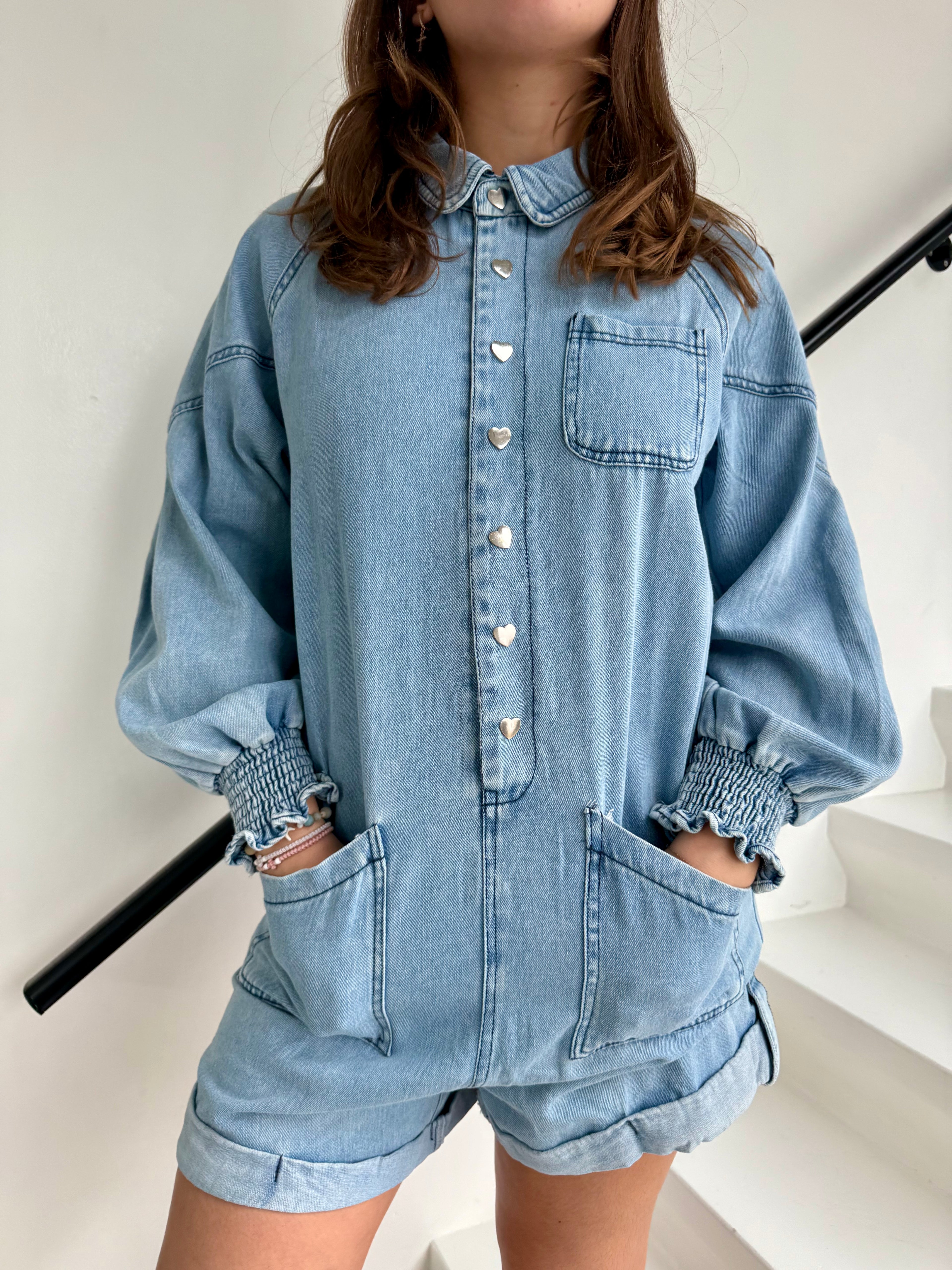 Combishort jean Poema - mode femme Kefi Concept Store