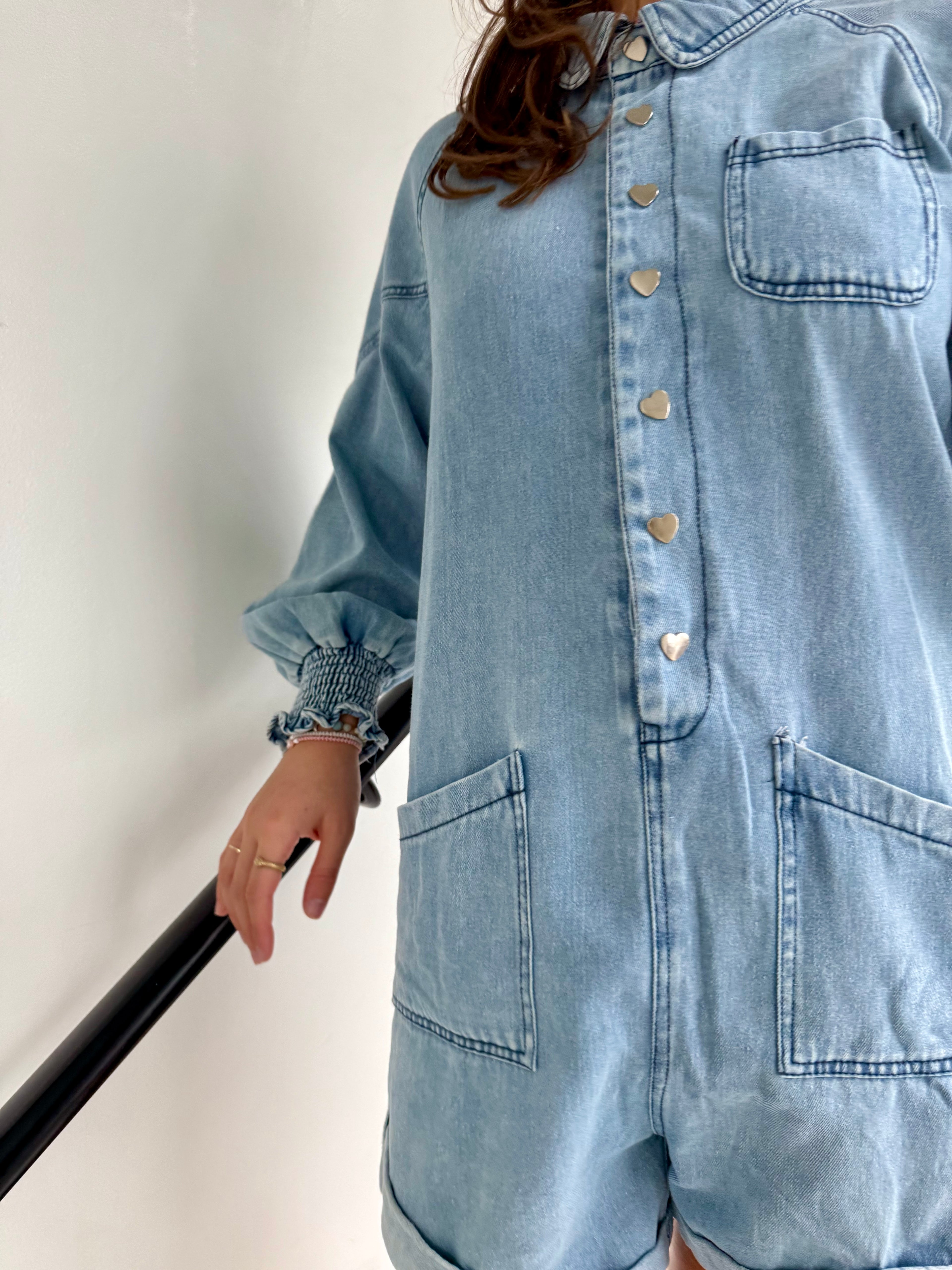 Combishort jean Poema - mode femme Kefi Concept Store