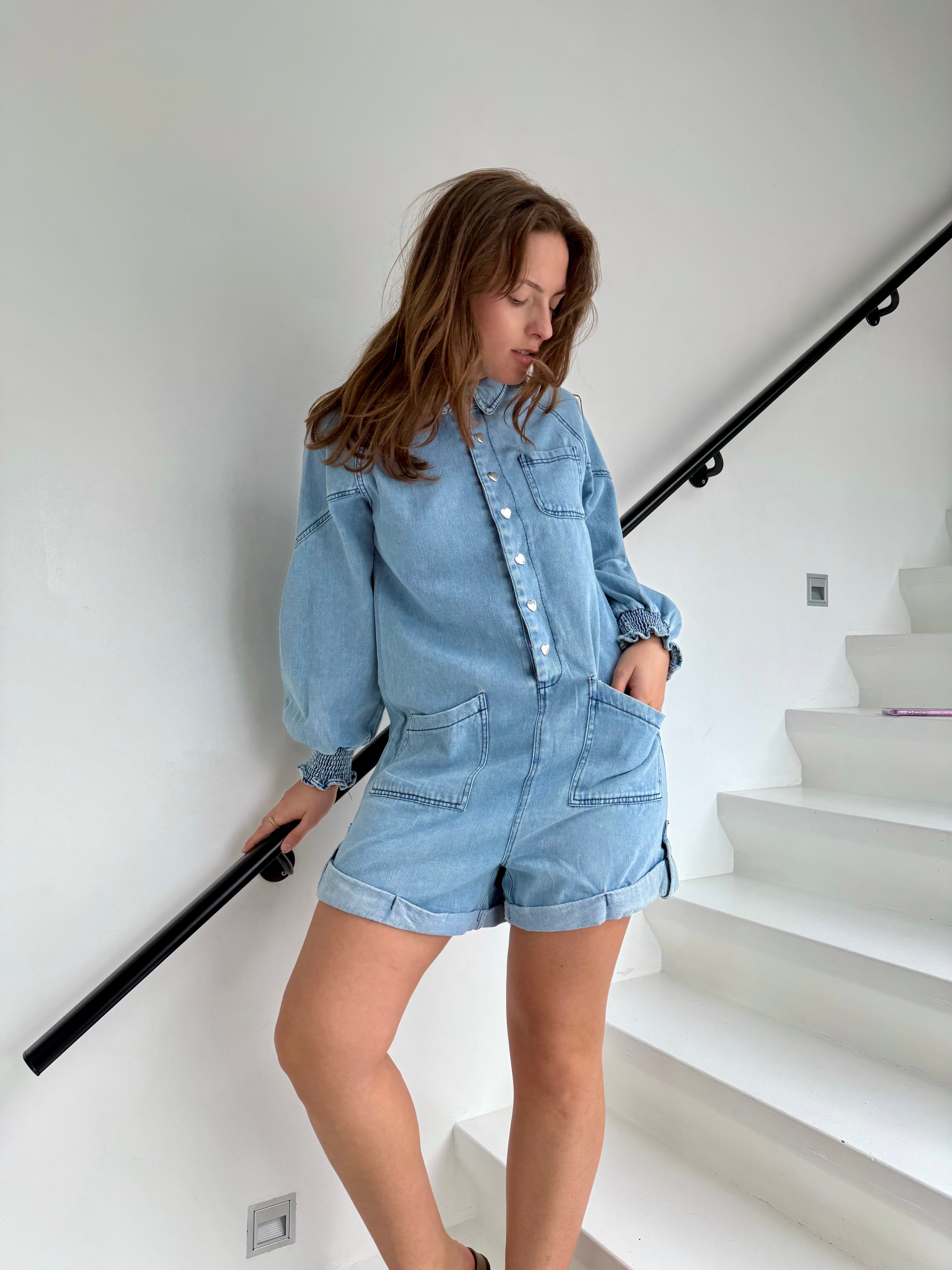 Combishort jean Poema - mode femme Kefi Concept Store