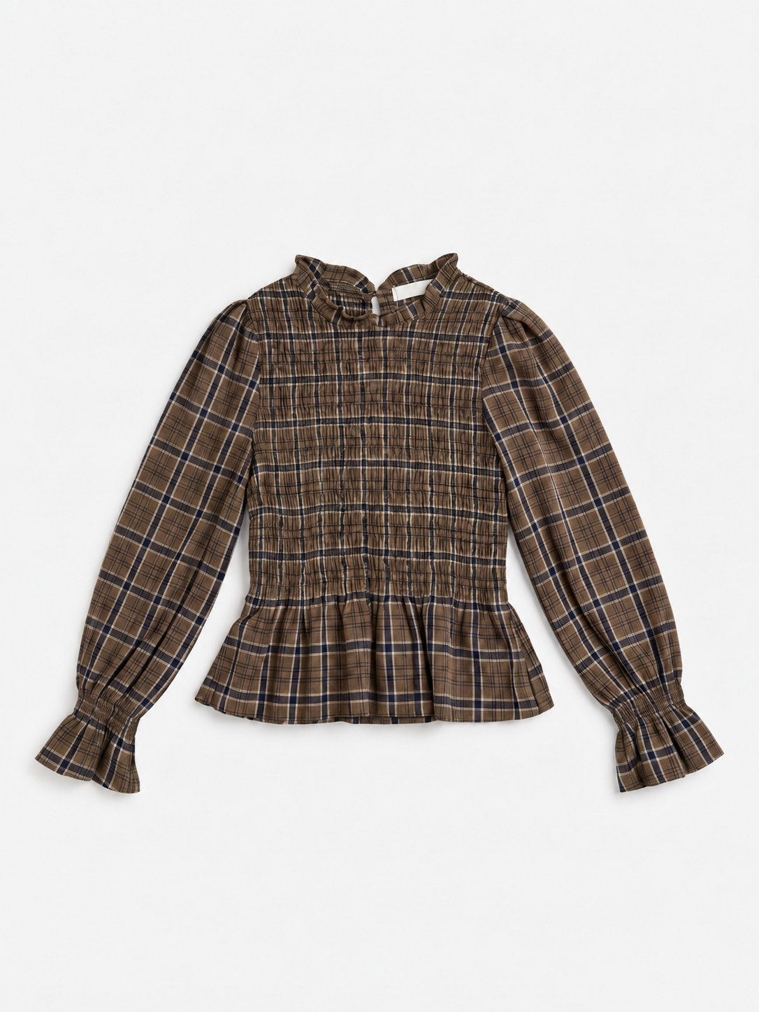Blouse Jade – À carreaux et taille smockée