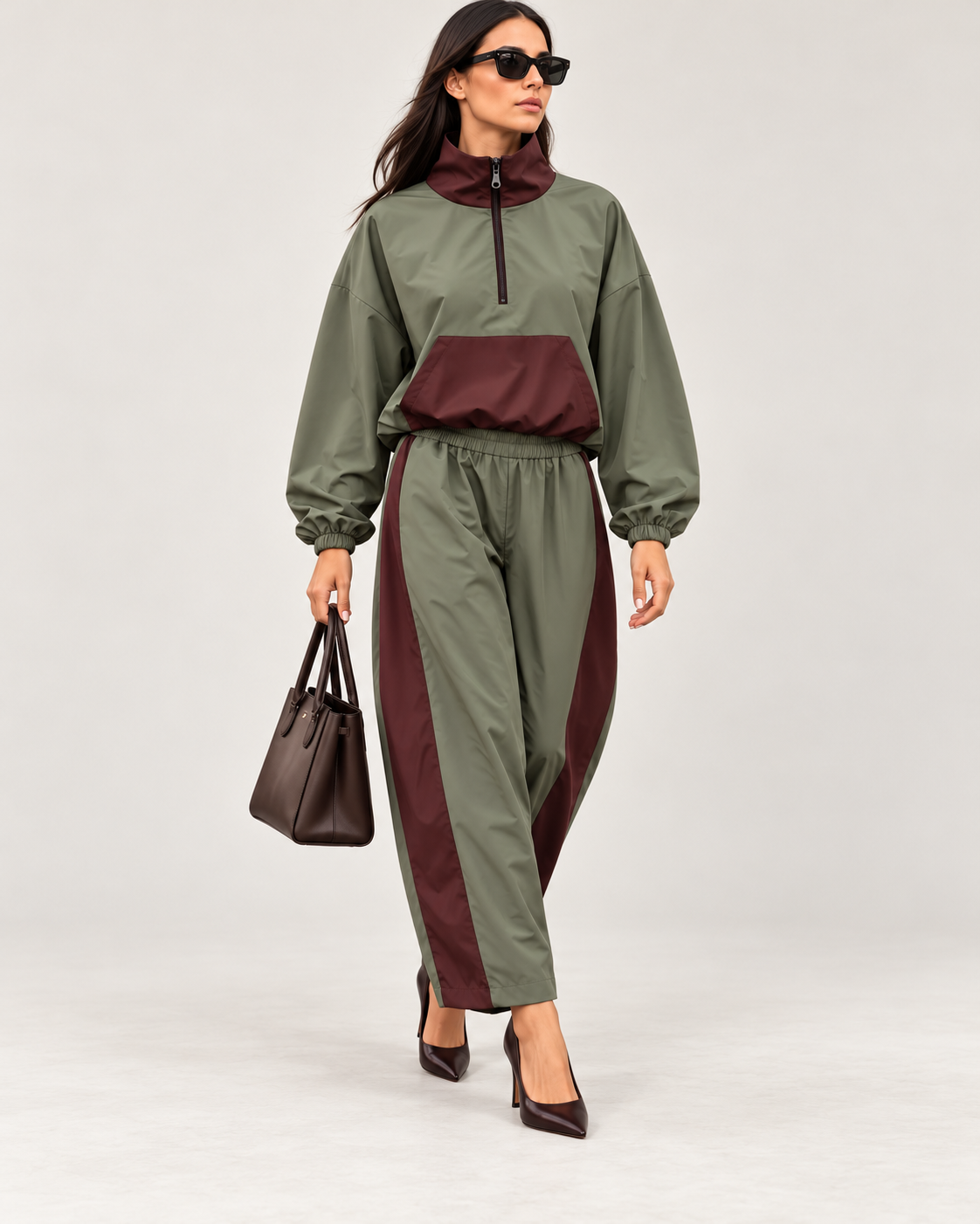 Sweat urban Noa Kaki/bordeaux