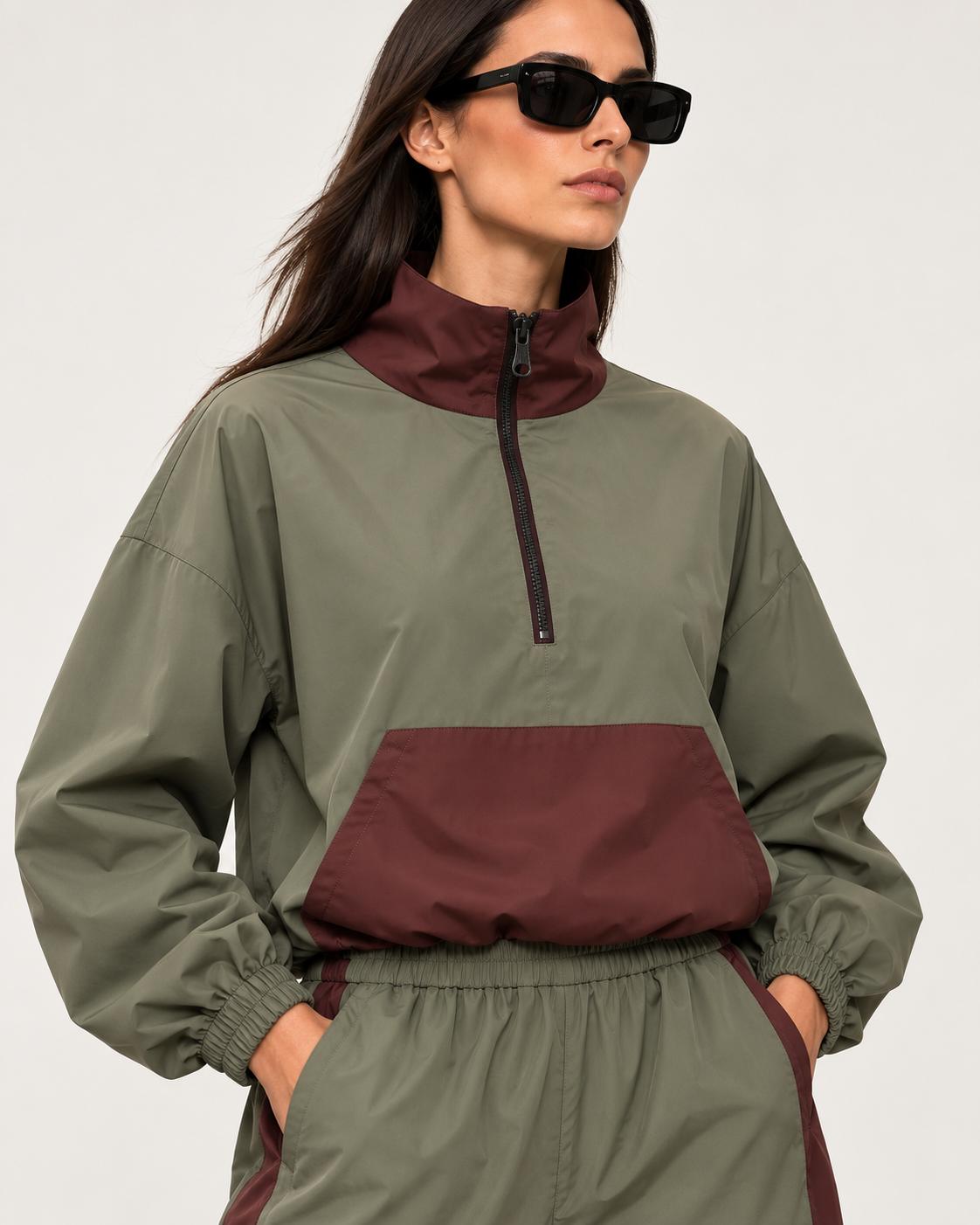 Sweat urban Noa Kaki/bordeaux