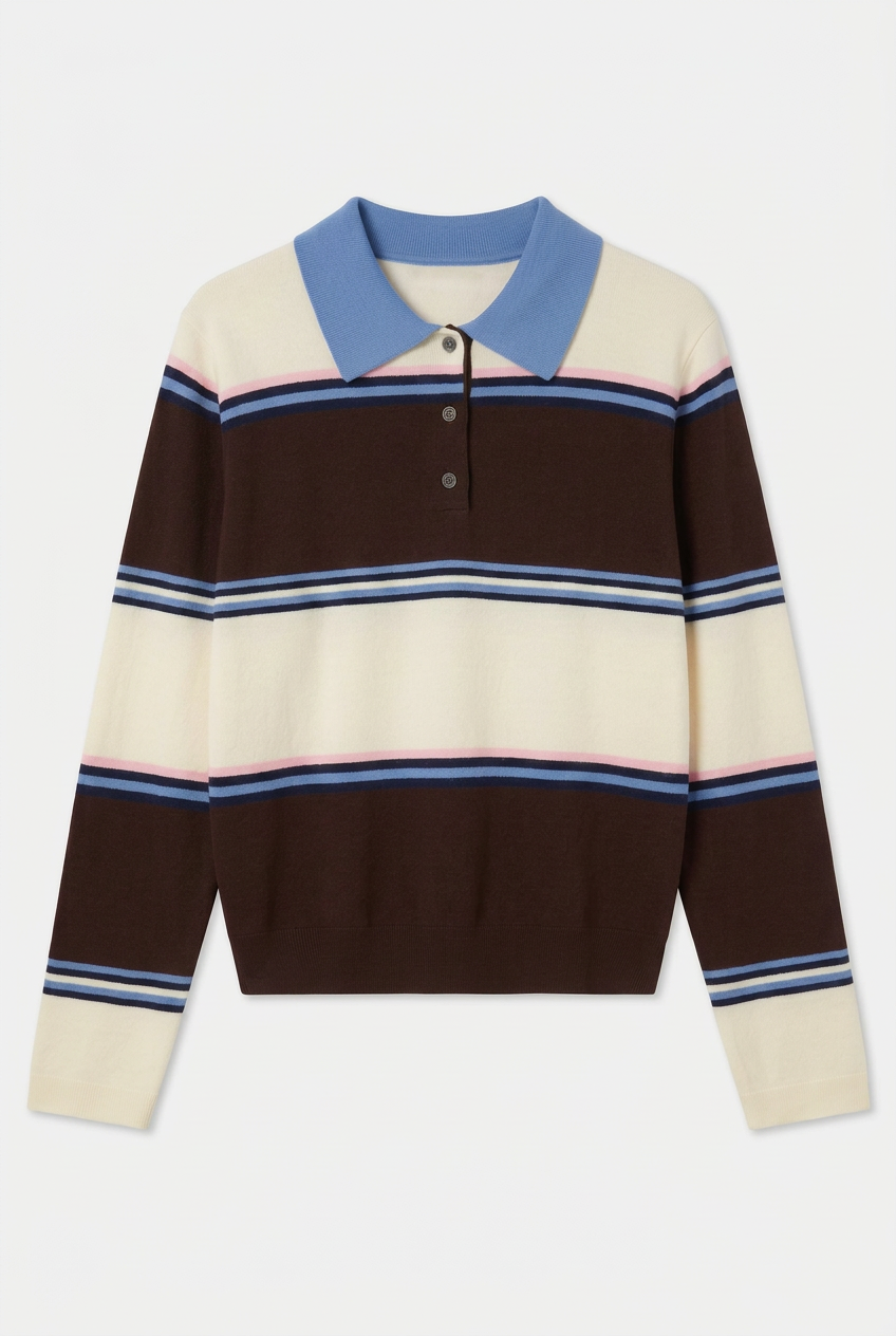 Pull Milo – Rayé chocolat, écru et bleu