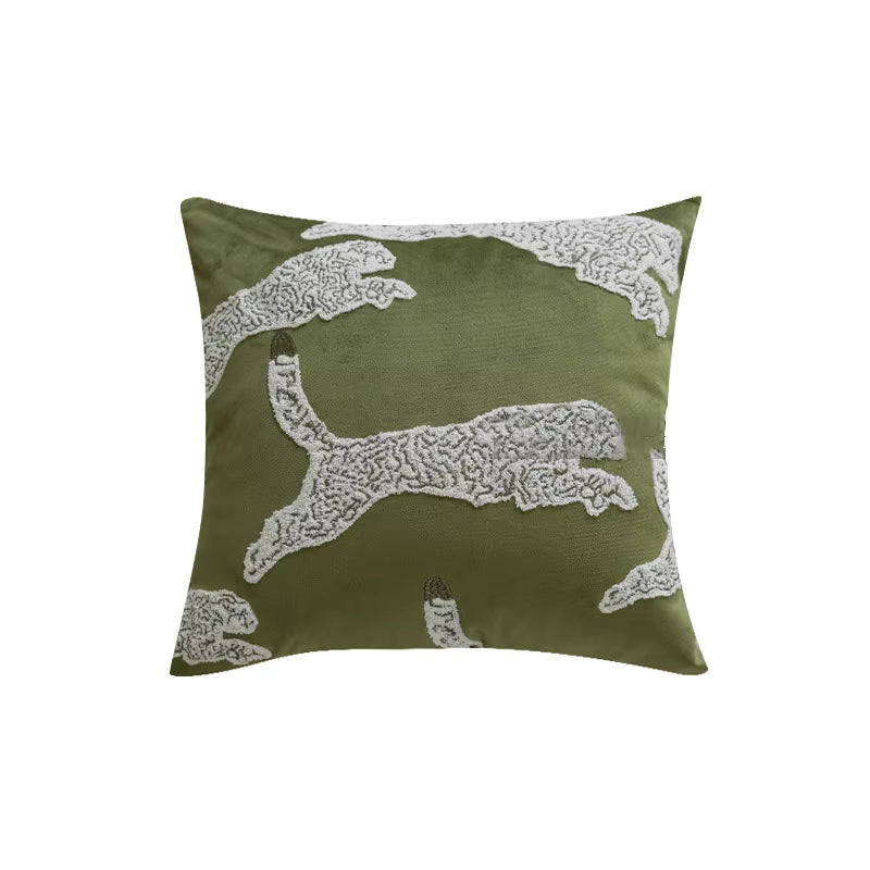 Coussin Jungle Chic Léopard - vert olive - déco maison Kefi Concept Store