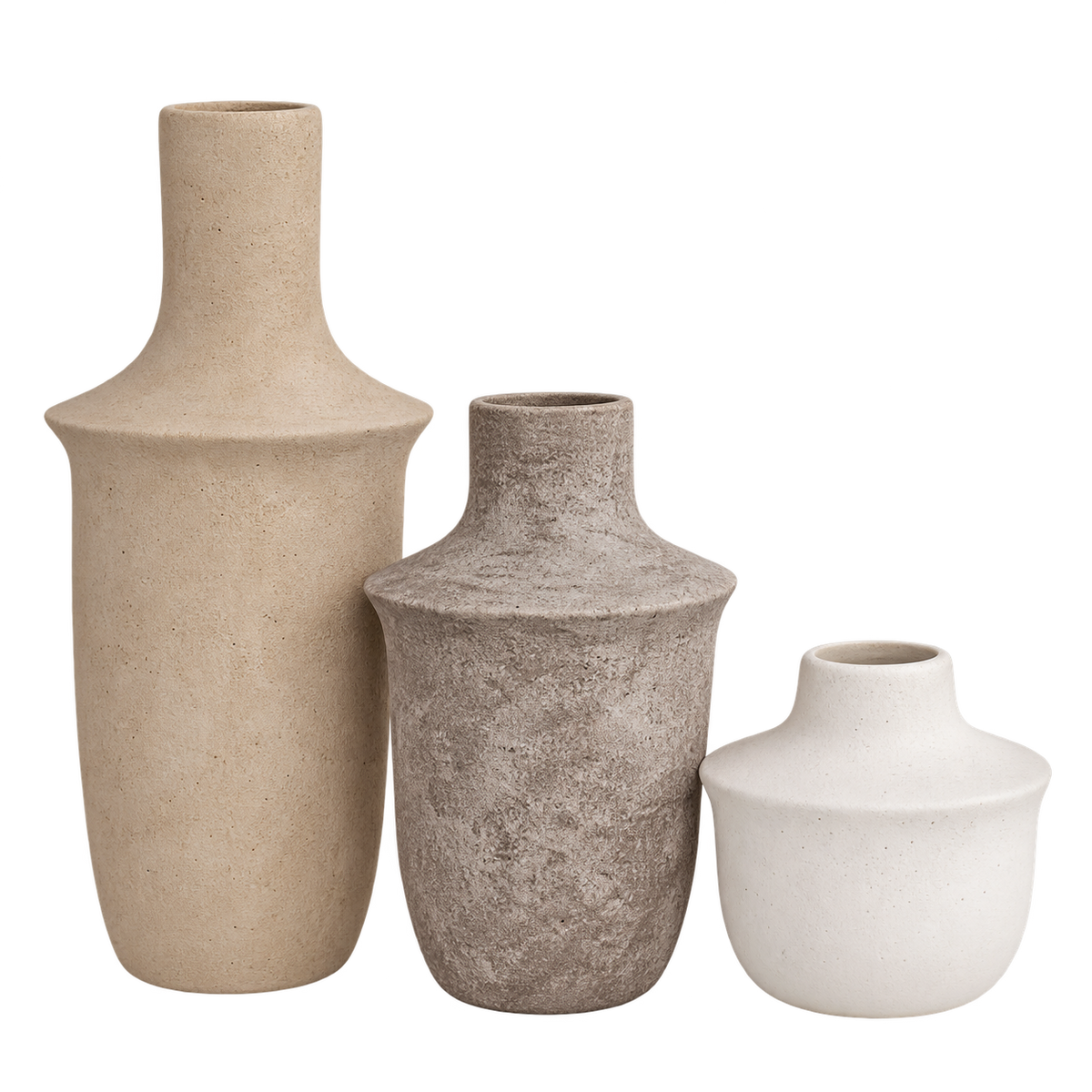 Set de 3 vases décoratifs Jae – Beige, gris et blanc