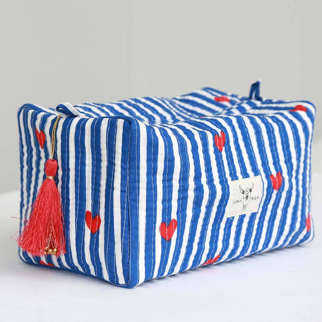 Trousse de toilette cœur bleu