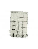 Plaid en coton noir & blanc avec franges - déco maison Kefi Concept Store