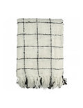 Plaid en coton noir & blanc avec franges - déco maison Kefi Concept Store