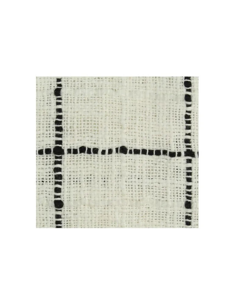 Plaid en coton noir & blanc avec franges - déco maison Kefi Concept Store