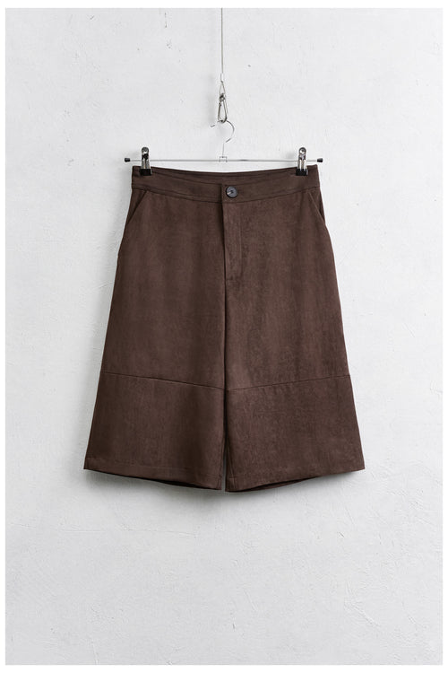 Bermuda en suede - daim choco - mode femme Kefi Concept Store