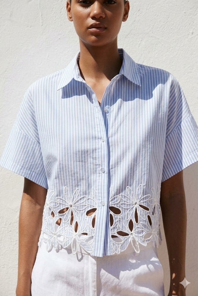 Léa— Chemisier en coton brodé