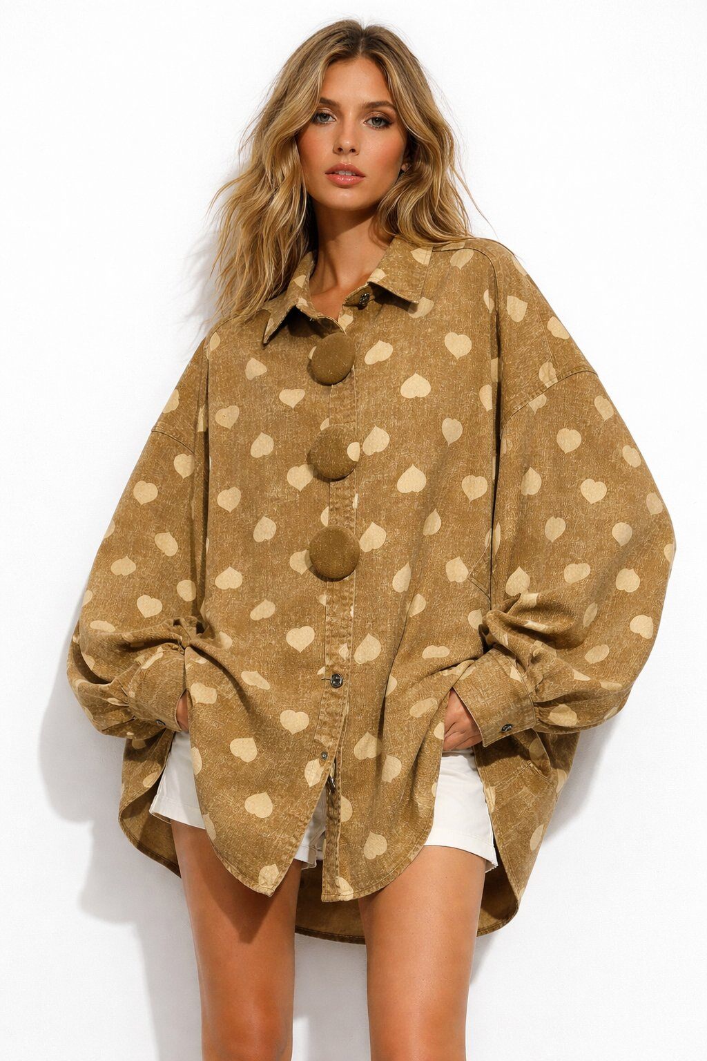 Lola - Chemise oversize à cœurs - mode femme Kefi Concept Store