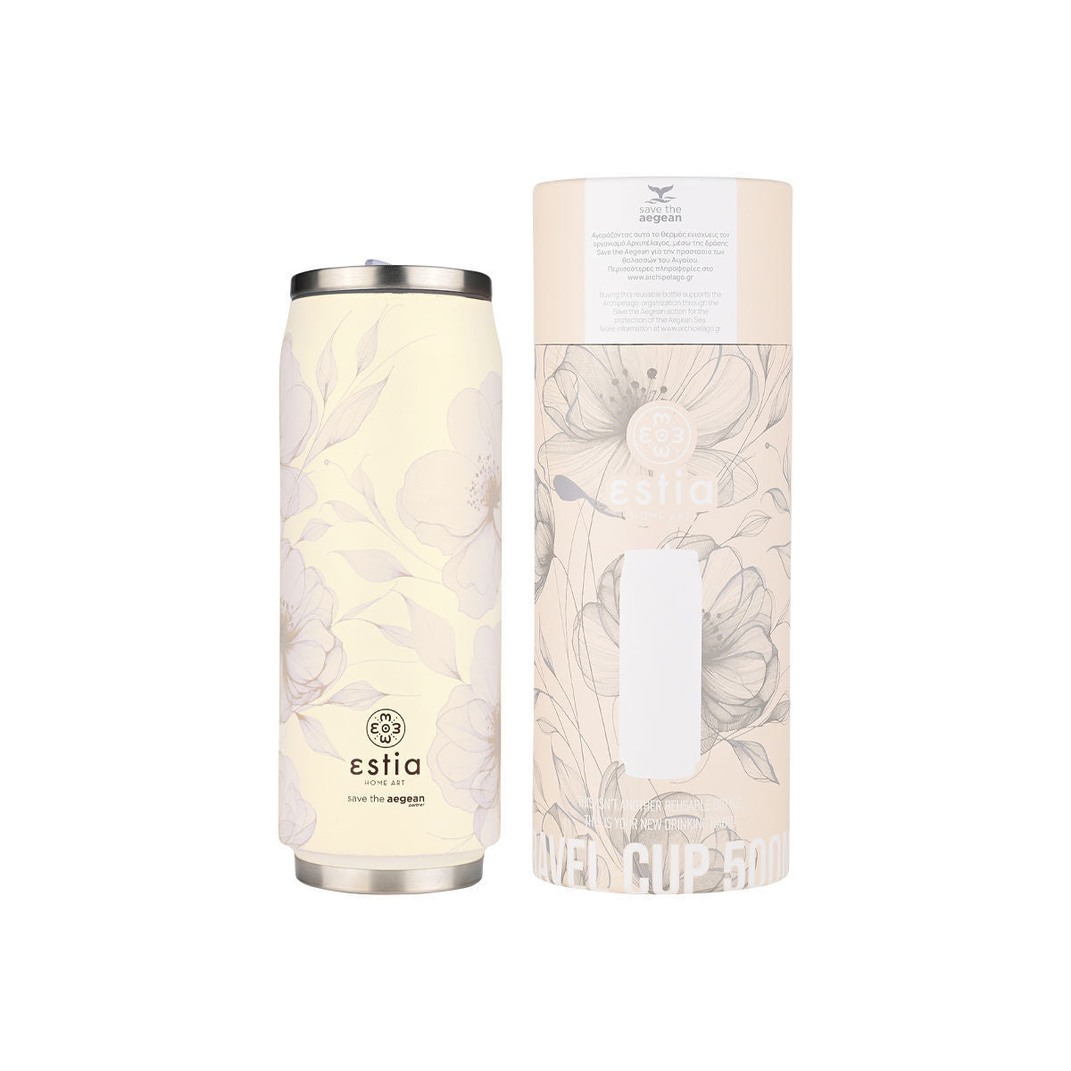 INSULATED BOTTLE TRAVEL CUP SAVE THE AEGEAN 500ml TERRA SERENITY 22778