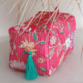 Trousse de toilette imprimée au bloc, motif fleur, rose