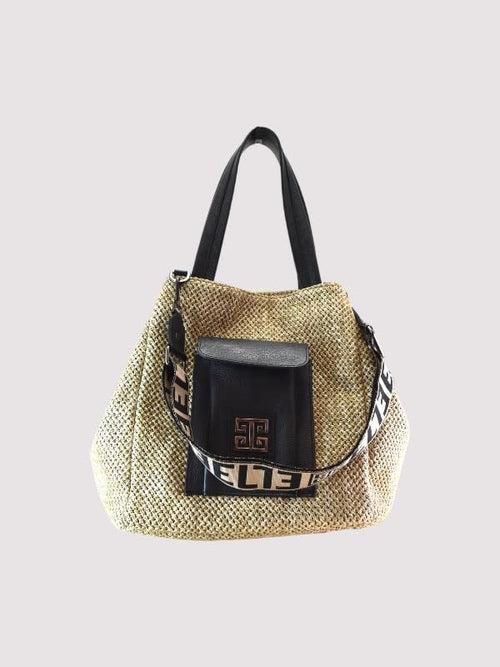 Avra Raffia black capuccino - accessoire tendance Kefi Concept Store