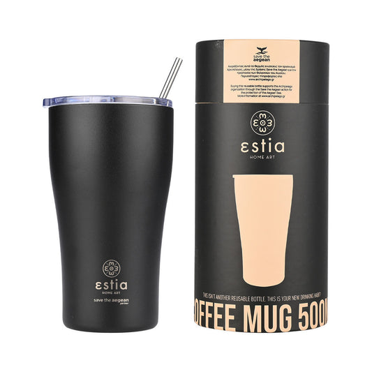INSULATED COFFEE MUG SAVE THE AEGEAN 500ml MIDNIGHT BLACK SKU: 01-23122