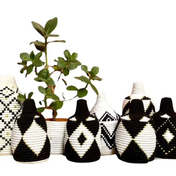 Paniers Berbères noirs et blancs - déco maison Kefi Concept Store