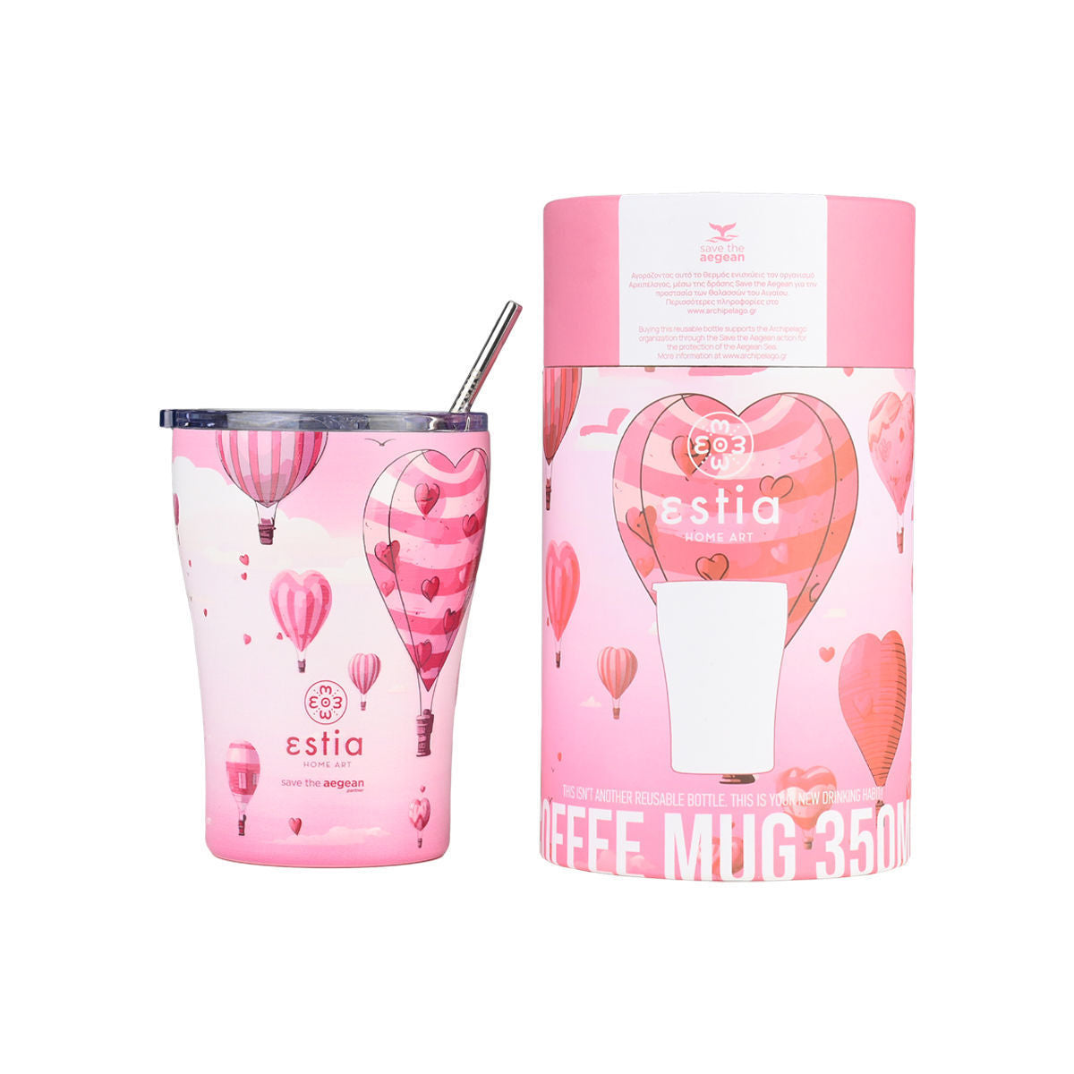 INSULATED COFFEE MUG SAVE THE AEGEAN 350ml LOVE ASCEND SKU: 01-23102