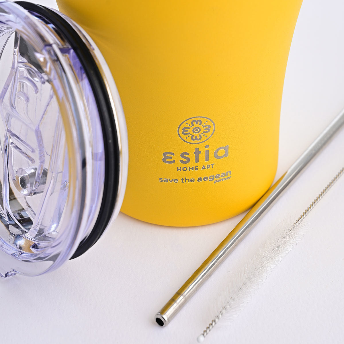 INSULATED COFFEE MUG SAVE THE AEGEAN 350ml PINEAPPLE YELLOW SKU: 01-12458 - art de la table Kefi Concept Store