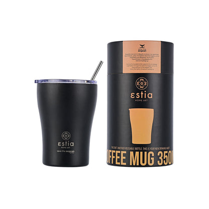 INSULATED COFFEE MUG SAVE THE AEGEAN 350ml MIDNIGHT BLACK SKU: 01-12083
