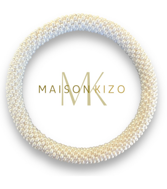 Bracelet népalais blanc nacré  A15