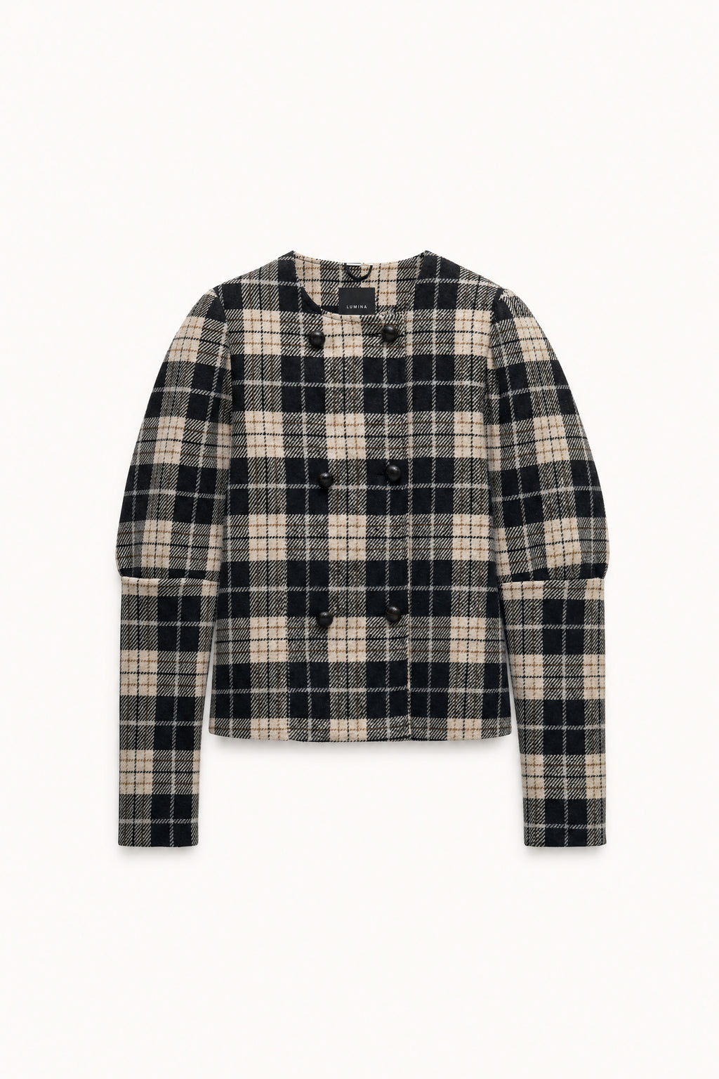 Veste courte à carreaux – Noir & écru
