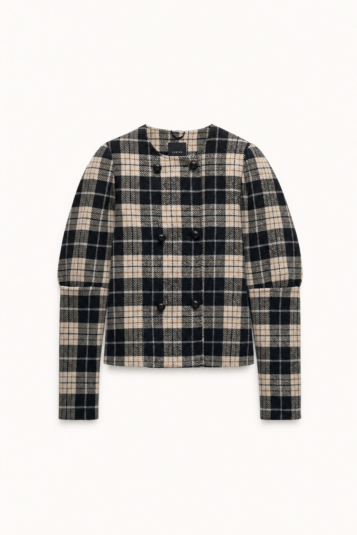 Veste courte à carreaux – Noir & écru