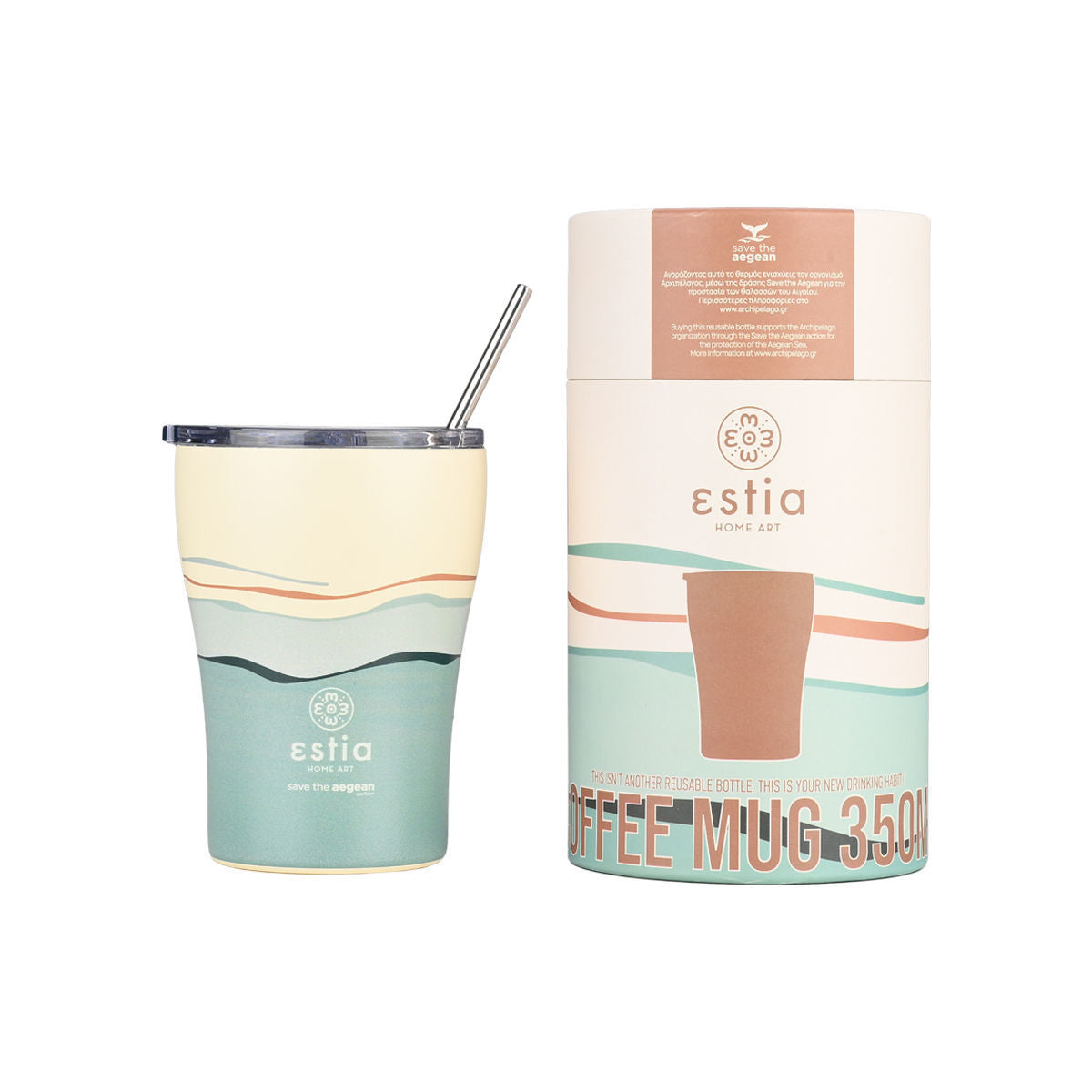 INSULATED COFFEE MUG SAVE THE AEGEAN 350ml ECOZEN HORIZON SKU: 01-23041