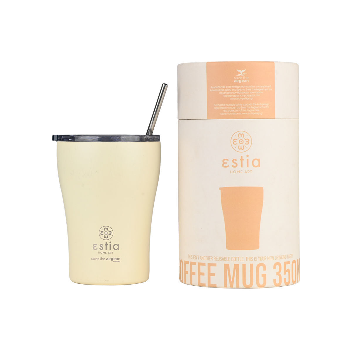 INSULATED COFFEE MUG SAVE THE AEGEAN 350ml LILY WHITE SKU: 01-23027