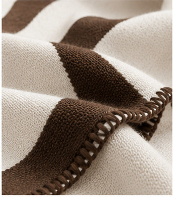 Plaid graphique chocolat et blanc – Motif organique
