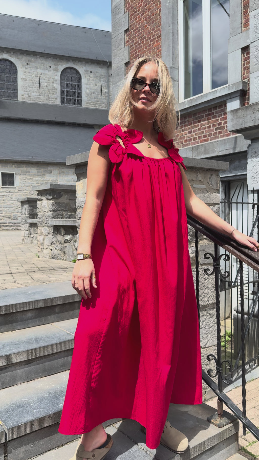 Robe Pia Longue Fleurs sur Bretelles