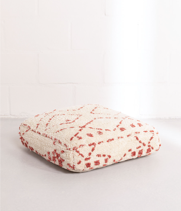 Pouf Carré en Coton Aliu - Beige Lin