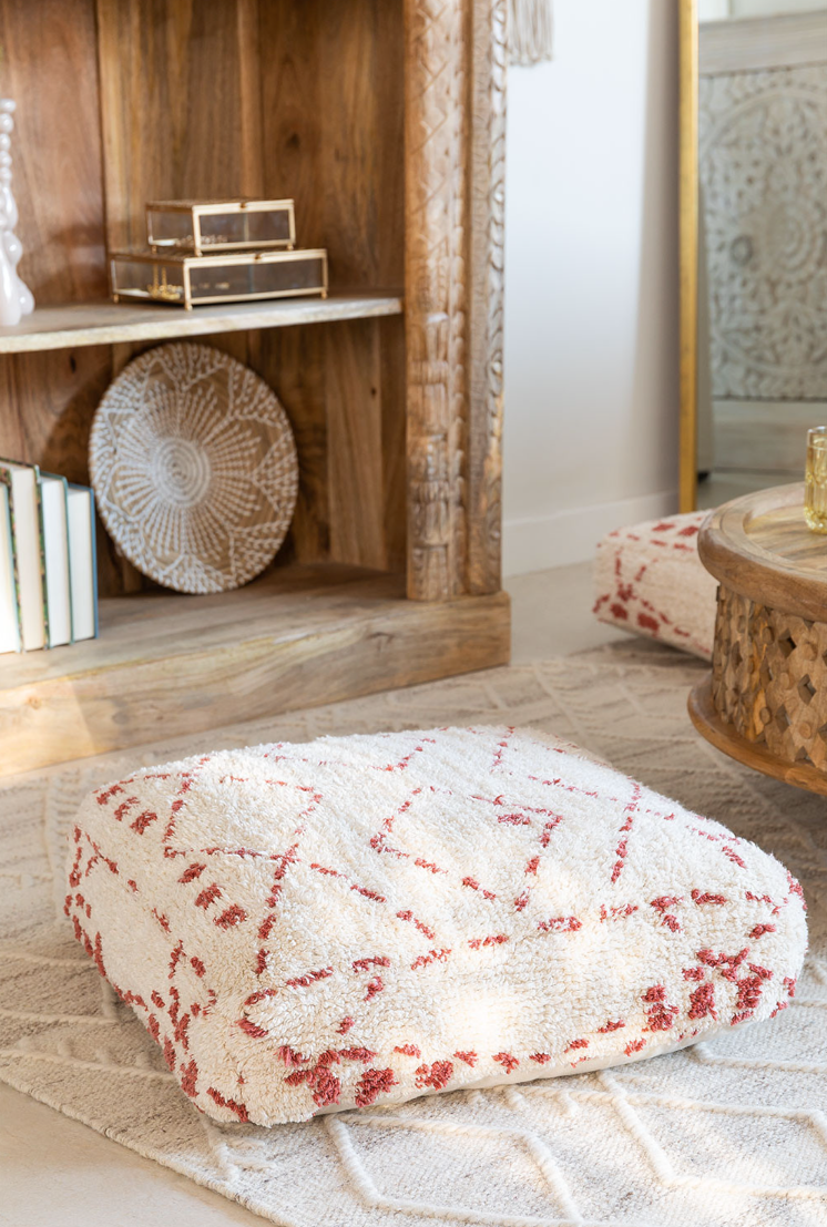 Pouf Carré en Coton Aliu - Beige Lin