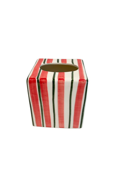 Boite à mouchoirs - red stripes - déco maison Kefi Concept Store