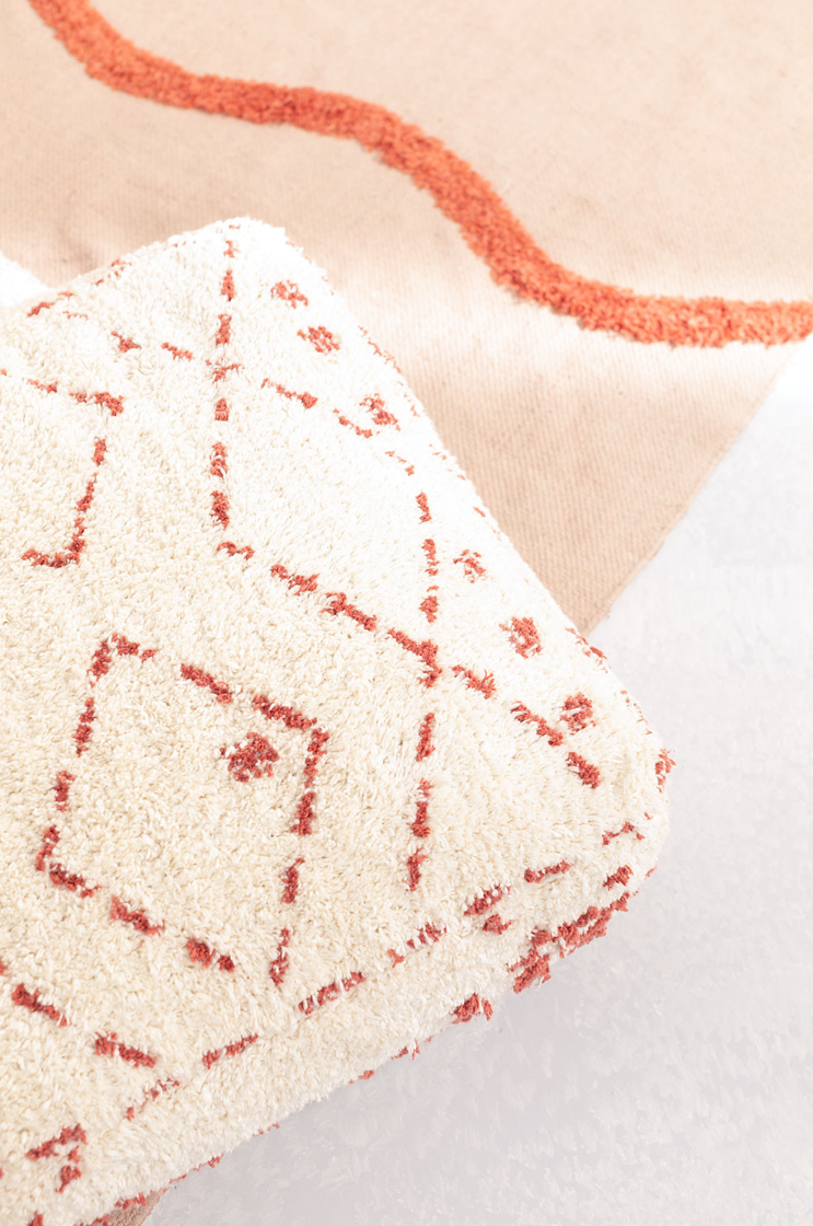 Pouf Carré en Coton Aliu - Beige Lin